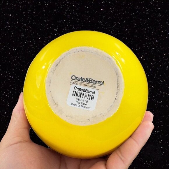 Crate And Barrel Roy Vase Ceramic Lava Glaze Made In Thailand Round Bottom - Picture 3 of 13